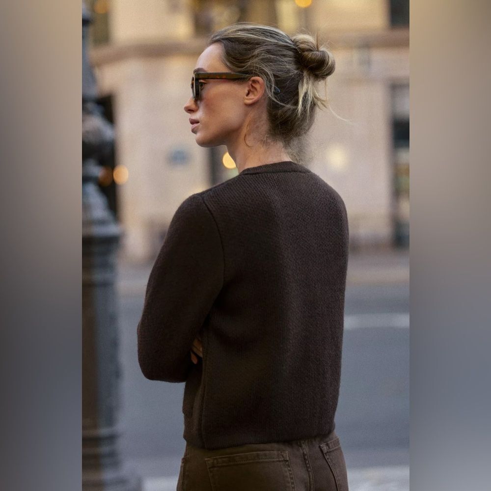 ZARA KNIT CARDIGAN WITH GOLDEN BUTTONS - Picture 3 of 8
